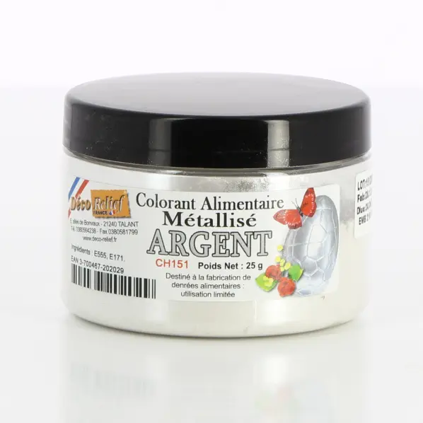 Colorant argent métallisé (poudre alimentaire) 25 g