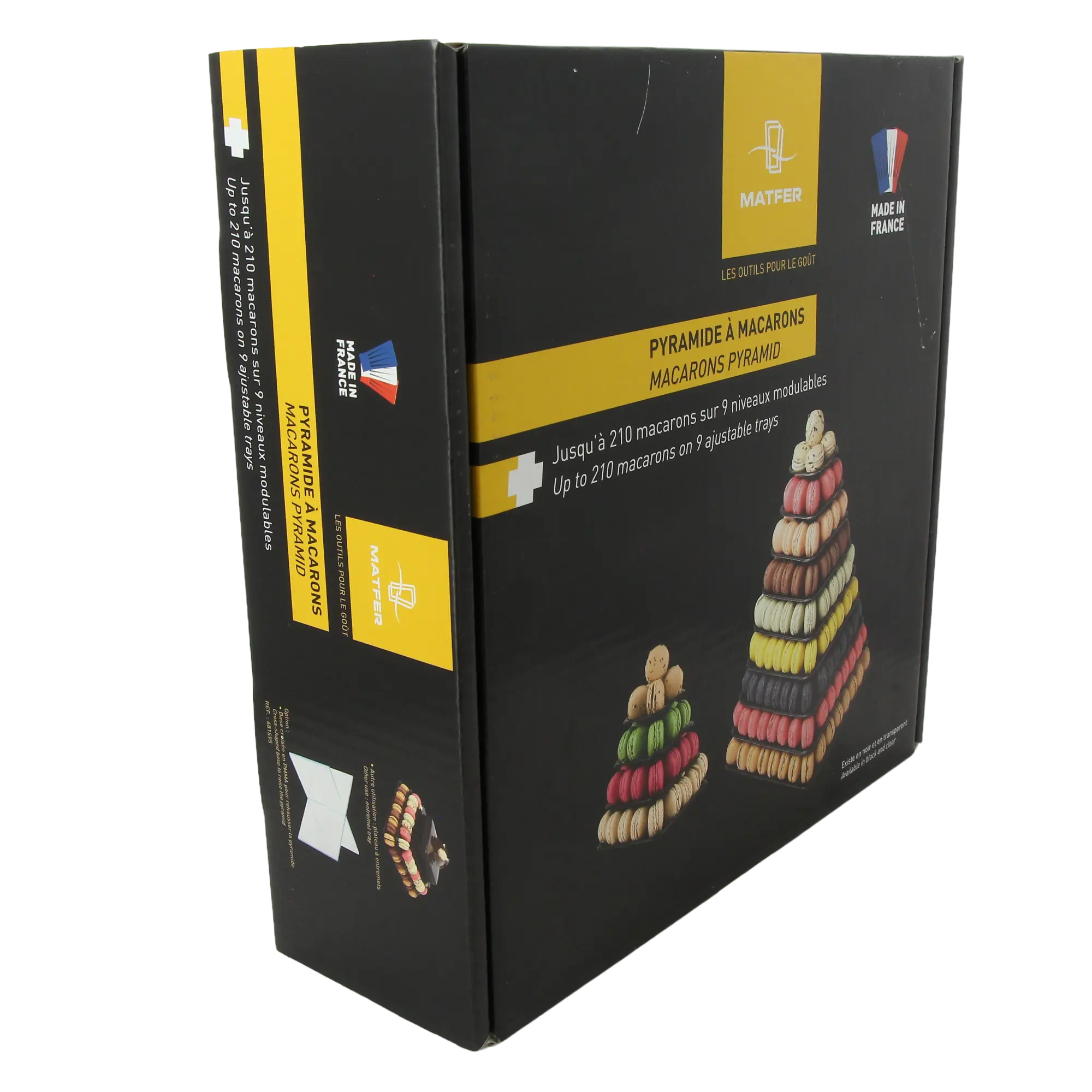 Pyramide à Macarons Noire - Support 30 à 40 Macarons Démontrable Et Transportable