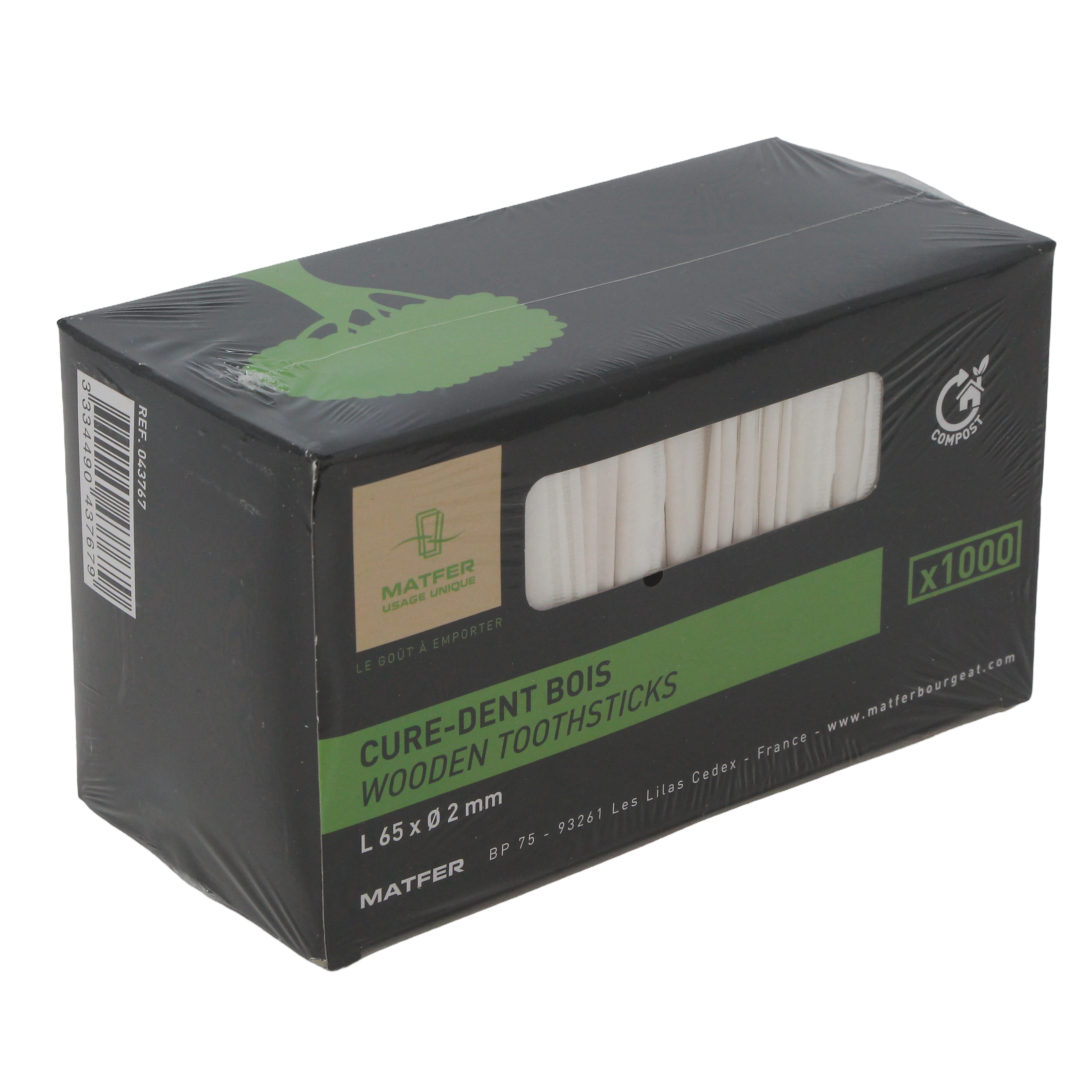 1000 Cure-dents En Bambou 6.5 Cm - Boîte Distributeur - Pour Apéritifs, Cocktails, Cuisine