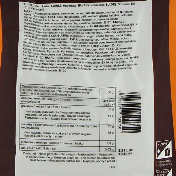 Vermicelles en arc en ciel Multicolores 1 kg
