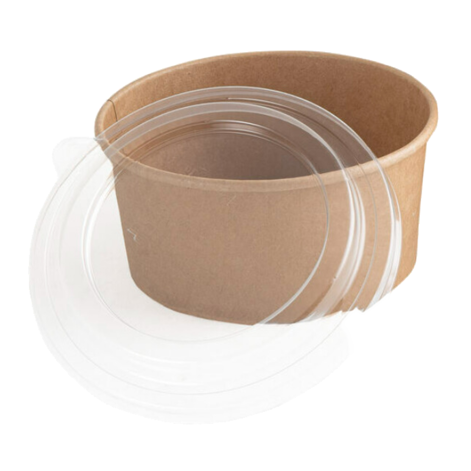 Saladier en carton kraft avec couvercle en plastique PET H65mm 1200ml