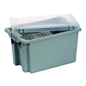 Bac alimentaire gris avec couvercle 50 x 31 cm