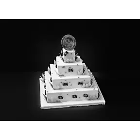 4 quarts en inox carrés pour wedding cake