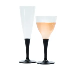 100 flûtes à champagne cristal & noir 14 cl