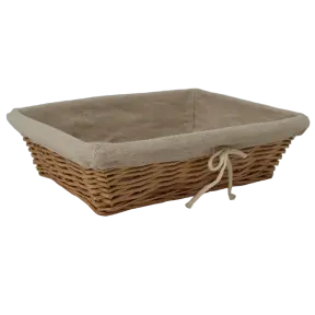 Corbeille à pain rectangulaire en osier + housse en tissu