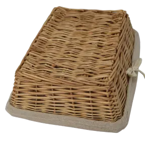 Corbeille à pain rectangulaire en osier + housse en tissu - 3