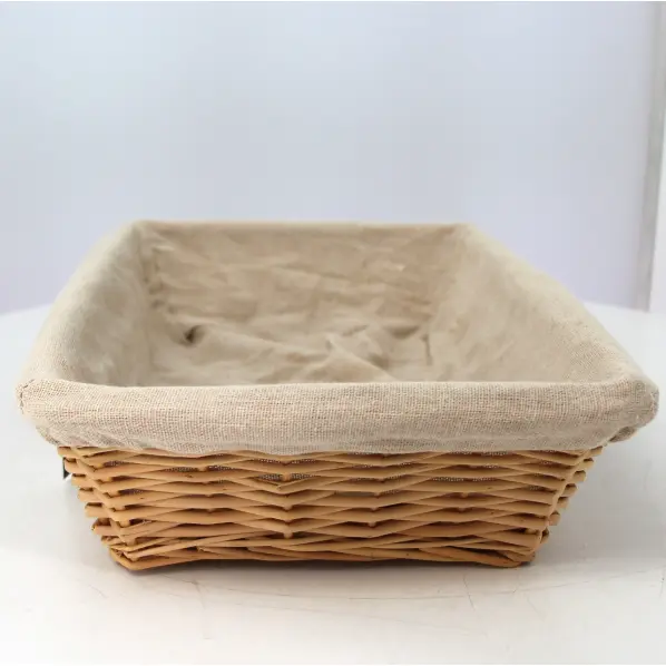 Corbeille à pain rectangulaire en osier + housse en tissu