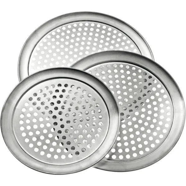 Plateau rond pour pizza en aluminium perforé