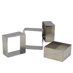 4 nonnettes carrées en inox 5,6 cm