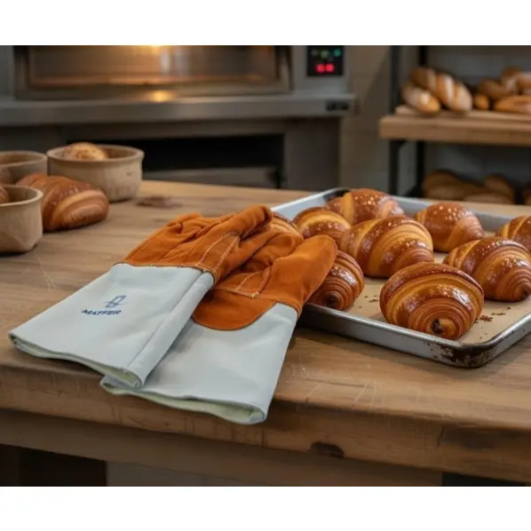 Gants thermiques de boulanger en cuir 20 cm