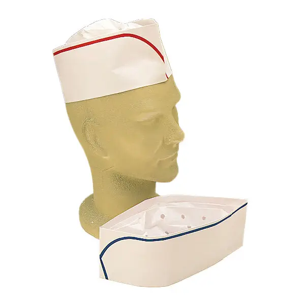 Calots de cuisine compostable blanc liseré bleu