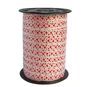 Bolduc blanc à cœurs rouges