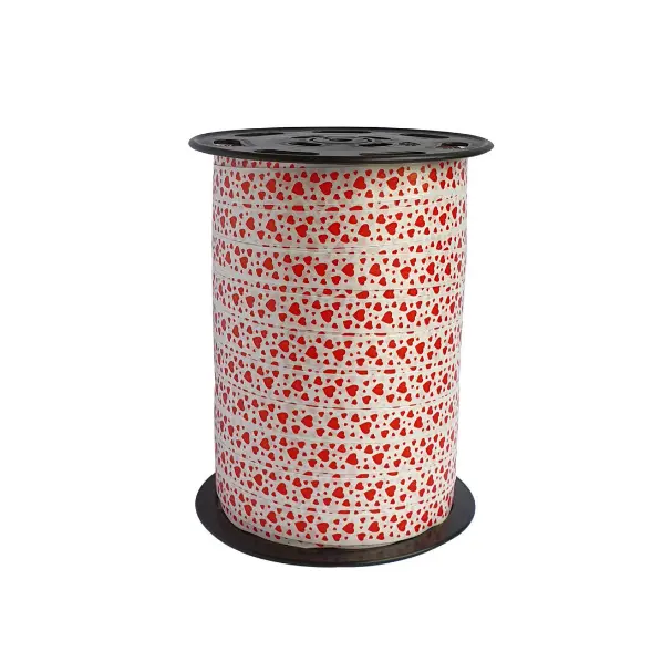 Bolduc blanc à cœurs rouges