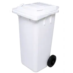 Poubelle roulante blanche 120L