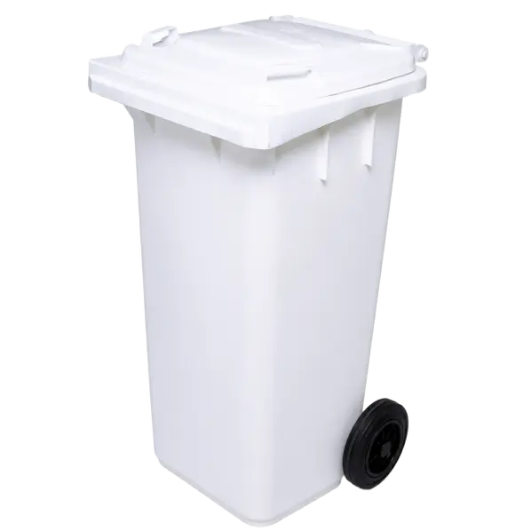 Poubelle roulante blanche 120L