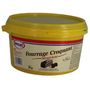 fourrage croquant chocolat blanc en seau de 3 kg