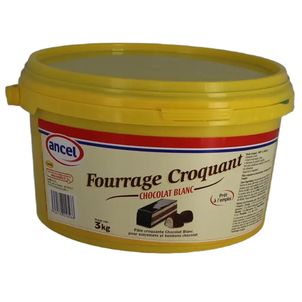 fourrage croquant chocolat blanc en seau de 3 kg