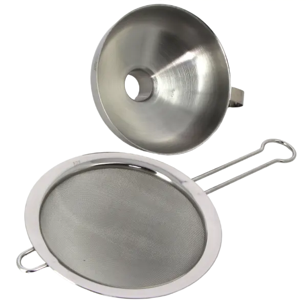 Entonnoir avec tamis en inox amovible pour siphon