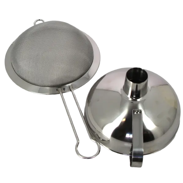 Entonnoir avec tamis en inox amovible pour siphon