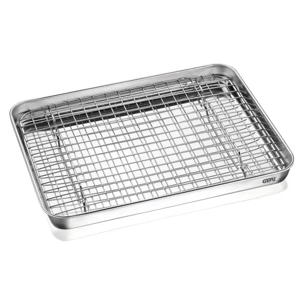 Plat japonais en inox + grille 31 x 24 cm