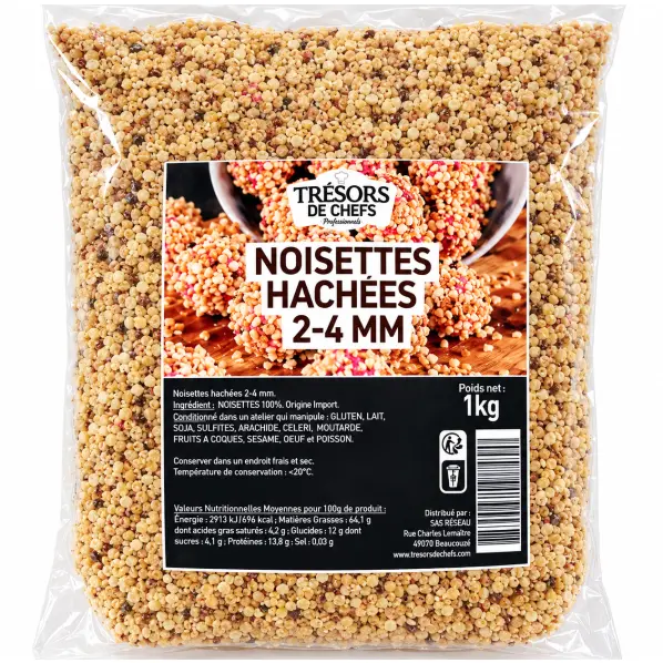 Noisettes décortiquées hachées grillées 1 kg