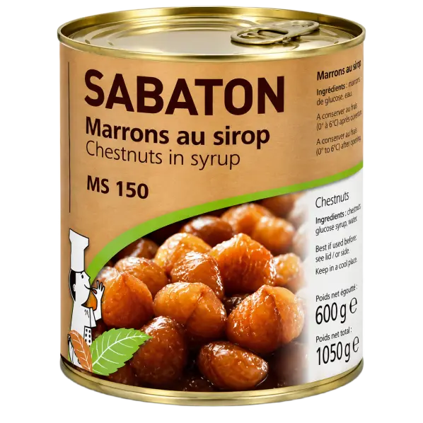 Marrons confits SABATON entiers au sirop boîte 4/4 MS 150