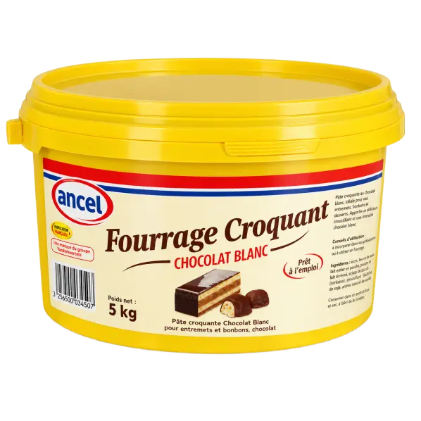 fourrage croquant chocolat blanc en seau de 3 kg