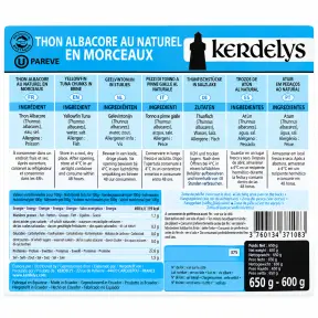 Morceaux de Thon Albacore au Naturel – Poche 650 g KERDELYS - 2