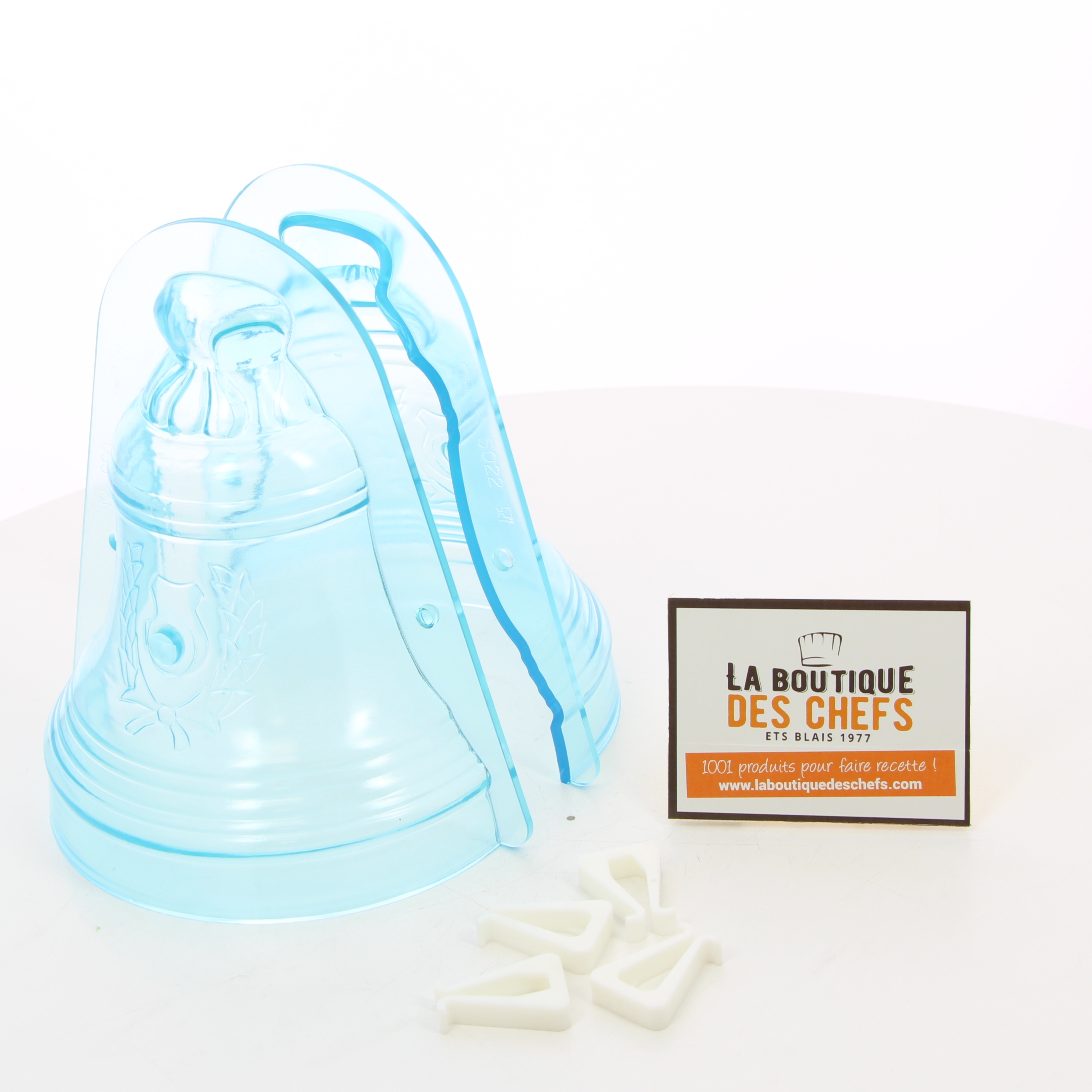 Moule silicone double anges cloches sur socles coeur 19cm