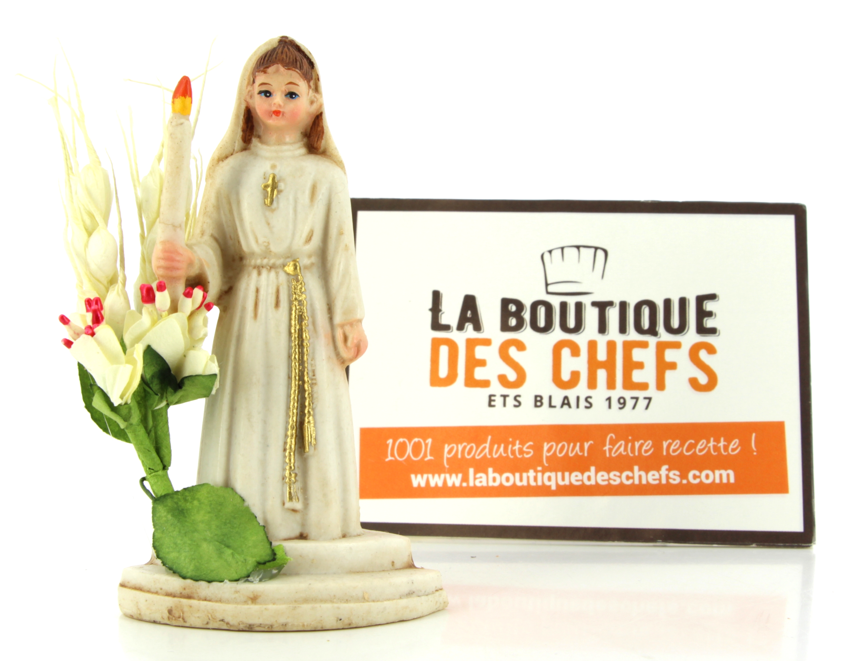 Figurine De Communion - La Communiante Avec Cierge, Hauteur 12 Cm