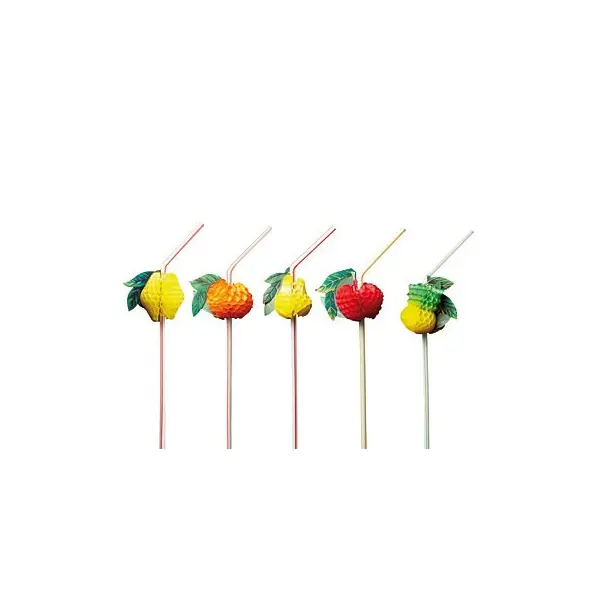 Chalumeaux ou Pailles articulées Fruits Assortis Vendus par 100